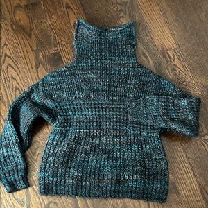Zadig & Voltaire Teal and Black Knit Turtleneck Sweater